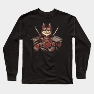 Cat Samurai Warrior Japanese Long Sleeve T-Shirt